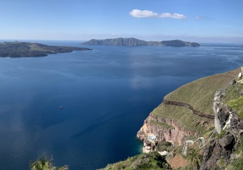 Old port of Santorini from above